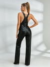 Unique Pocket Leather Short Romper