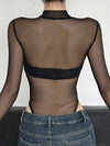 ZASUWA Female Mesh Snake Print Bodysuit