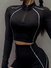 ZASUWA Female Zipper Pocket Thumbhole Cropped Long Sleeves