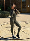 ZASUWA Female Trendy Zipper Peach Booty Jumpsuit