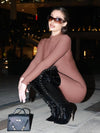 ZASUWA Female Ribbed Zipper Stand Collar Jumpsuit