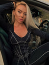 ZASUWA Female Tummy Control Zipper Hip-lift Jumpsuit