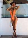 ZASUWA Female Contrast Color Deep V Collar One Piece