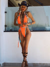 ZASUWA Female Contrast Color Deep V Collar One Piece