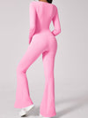 ZASUWA Female Flare Square Collar Long Sleeves Jumpsuit