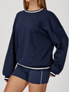 ZASUWA Female Contrast Color Casual Loose Round Neck Hoodie