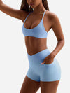 ZASUWA Female I-shaped Adjustable Strap U Collar Quick Dry Backless Short Tracksuit