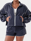 ZASUWA Female Contrast Color Zipper Pocket Casual Loose Quick Dry Jackets