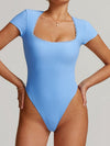 ZASUWA Female Sexy Ribbed Lace Edge Bodysuit