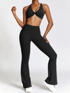 ZASUWA Female Deep V Back Scrunch Bum Flare Pants