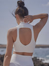 ZASUWA Female Sexy Solid Color Hollow Out Stand Up Collar Tank