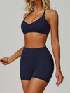 ZASUWA Female Cross Back V-neck with Chest Pads Quick Dry Push Up Design Short Tracksuit