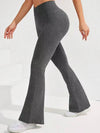 ZASUWA Female Solid Color Stripe High-waisted Flare Pants