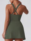 ZASUWA Female U Collar I-shaped Zipper Cross Back Quick-dry Dress
