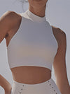 ZASUWA Female Sexy Solid Color Hollow Out Stand Up Collar Tank