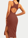 ZASUWA Female Ribbed Yoga Elastic Tight Hollow Out Quick Dry Short Dress