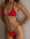 ZASUWA Female Sexy Crystal Star Glossy Backless Bikini Set