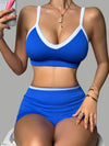 ZASUWA Female Contrast Color Stripe with Chest Pads Gather Shockproof Short Tracksuit