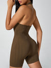 ZASUWA Female U Collar Hollow Out Backless Elastic Tight Romper