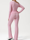 ZASUWA Female Solid Color Casual Folds Buttons Tracksuit