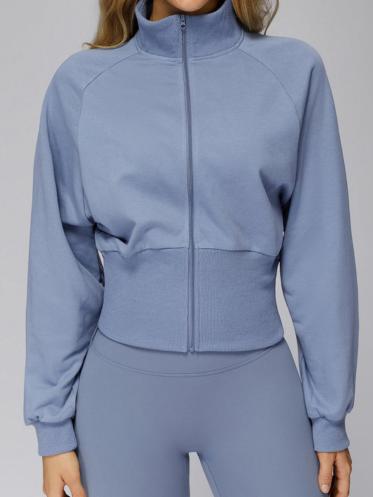ZASUWA Female Zipper Stand Up Collar Windproof Jacket