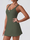 ZASUWA Female U Collar I-shaped Zipper Cross Back Quick-dry Dress