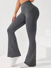 ZASUWA Female Solid Color Stripe High-waisted Flare Pants