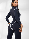 ❤ZASUWA Female Trendy Zipper Stripes Jumpsuit