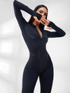 ZASUWA Female Trendy Zipper Peach Booty Jumpsuit