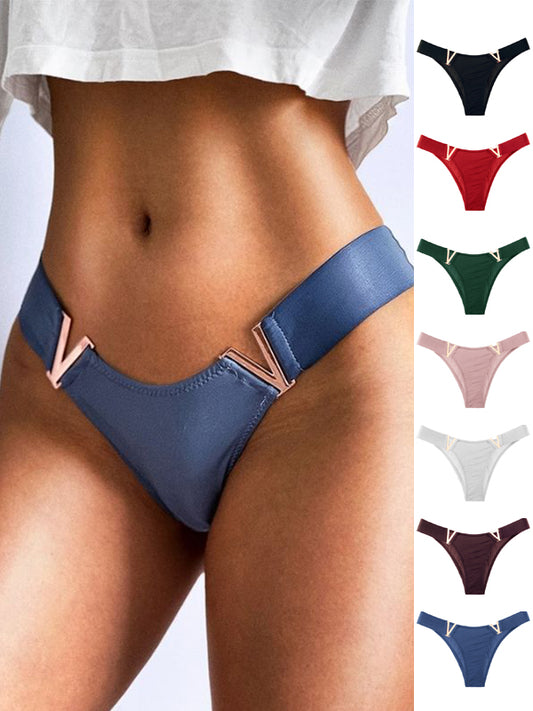 ZASUWA Female V Letter Solid Color Underwear