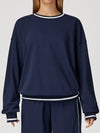 ZASUWA Female Contrast Color Casual Loose Round Neck Hoodie