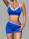 ZASUWA Female Contrast Color Stripe with Chest Pads Gather Shockproof Short Tracksuit