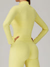 ZASUWA Female Solid Color Stand Up Collar Zipper Thumbholes Jacket