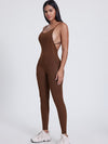 ZASUWA Female Cross Back U Collar Hip-lift Jumpsuit