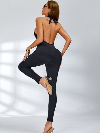 Unique Flower Cutout Backless Jumpsuits
