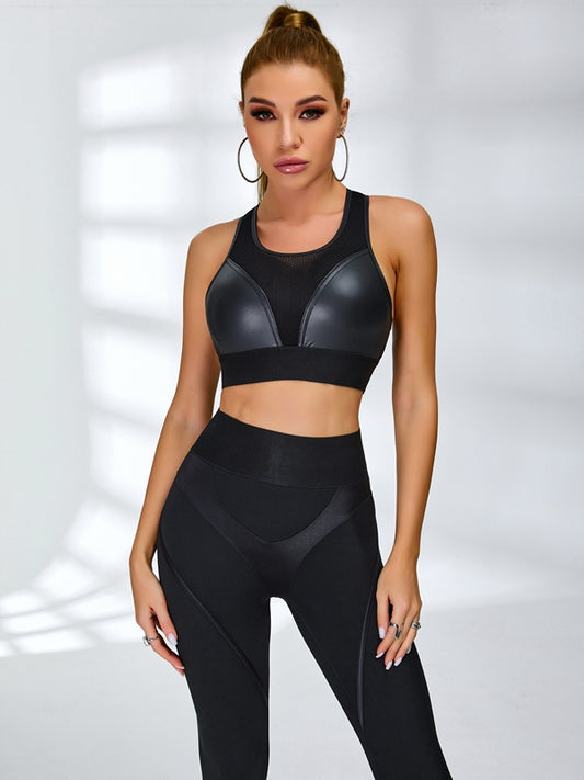 🖤ZASUWA Female Ultra Sexy Fly Eye Push-up PU Fishnet Tracksuit