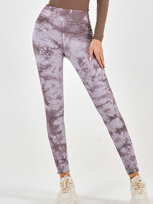 ZASUWA Female Denim Hot Tie-dye Pocket Scrunch Bum Leggings