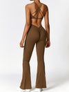 ZASUWA Female Deep V Back Scrunch Bum Flare Pants