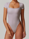 ZASUWA Female Sexy Ribbed Lace Edge Bodysuit