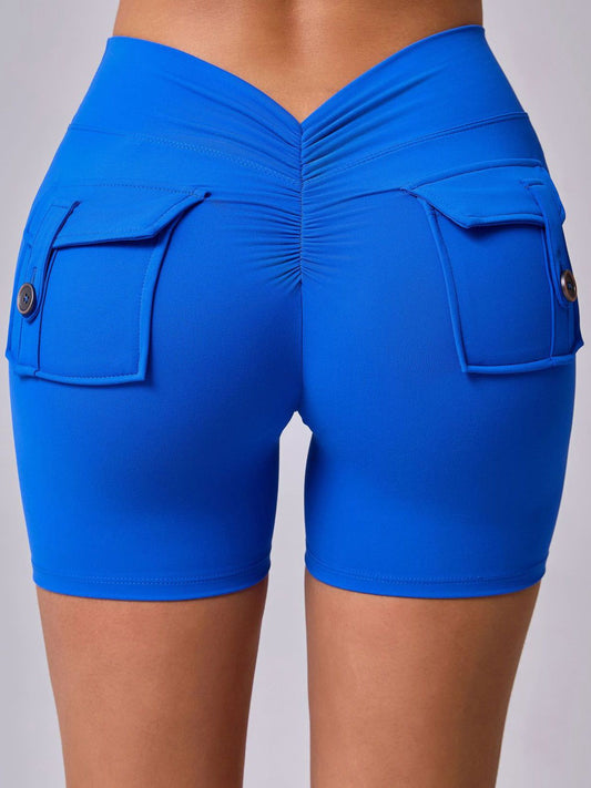 ZASUWA Female Deep V Back Pocket Scrunch Bum Booty Shorts