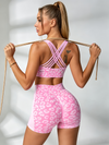Leopard Print Cross Back Short Tracksuit