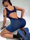 ZASUWA Female Hollow Out Net Snakeskin Print Stripes Stitch Elastic Tight Romper