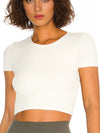 ZASUWA Female Sexy Hollow Out Round Neck Short Sleeves