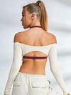 Sexy Solid Color Backless Elastic Tight Long Sleeves