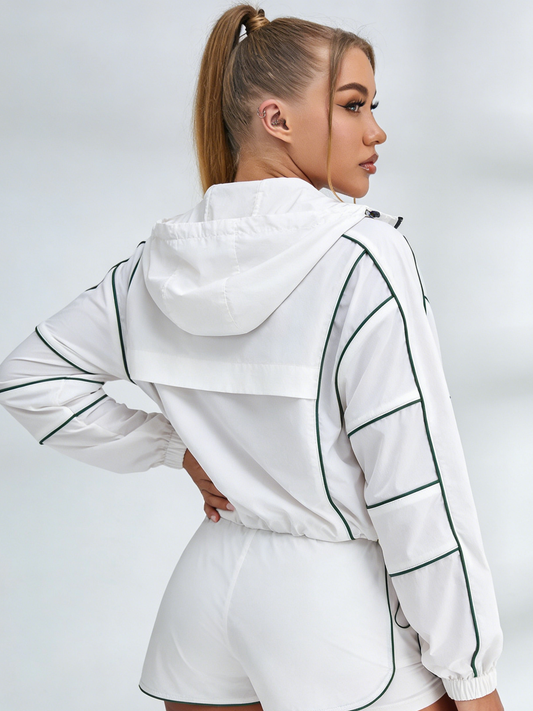 Contrast Color Zipper Pocket Casual Loose Quick Dry Jackets