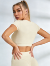 Sexy Round Collar Cropped Short Sleeves