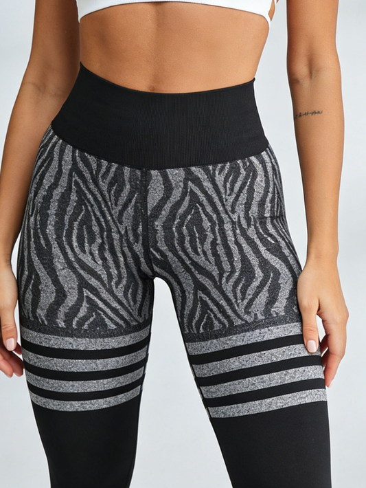 Zebra Print Stripes Scrunch Bum Legging