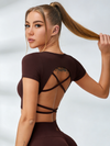 Sexy Cross Back Cropped Short Sleeves