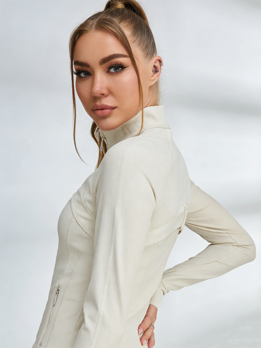 ZASUWA Female Zipper Stand Up Collar Thumbholes Jackets