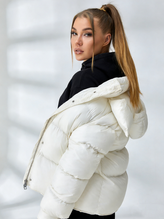 ZASUWA Female Pocket Zipper Warm With Hat Coat Jacket